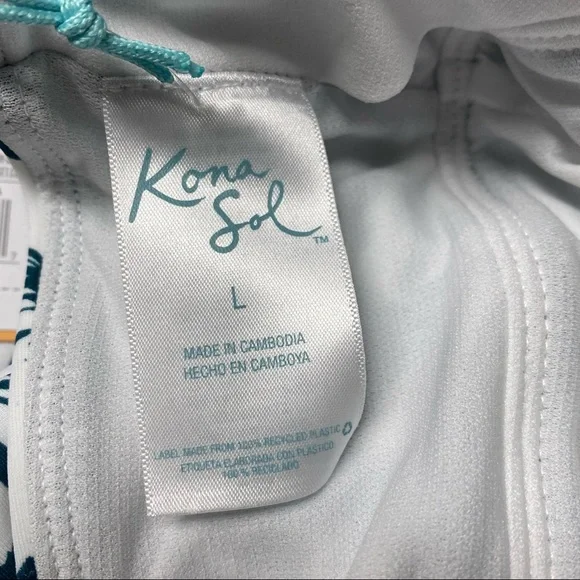 NWT Target Kona Sol One Piece Floral Tropical Swimsuit SZ Large in Teal Blue - Picture 5 of 6